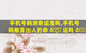 手机号码测命运准吗,手机号码能算出人的命 🦈 运吗 🐕